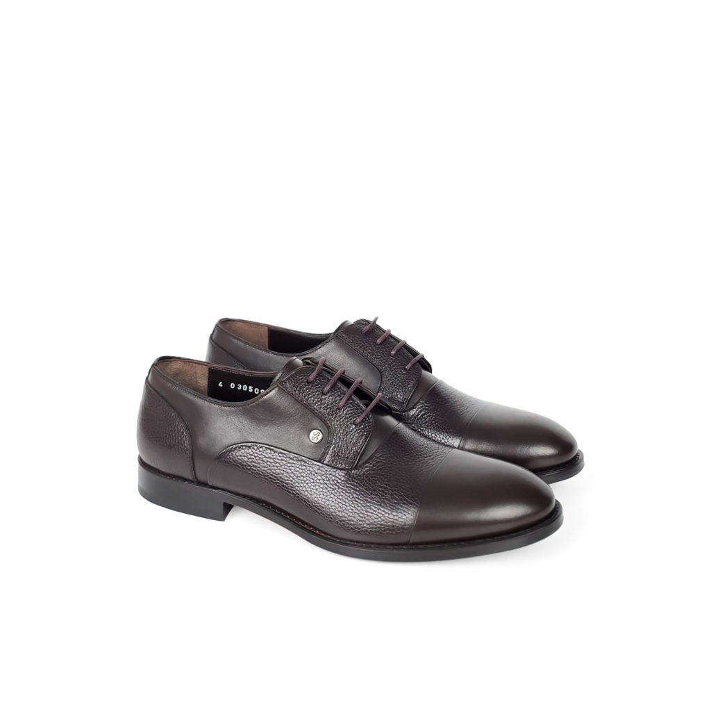Dario Textured Cap-Toe Derby - Dark Chocolate Brown