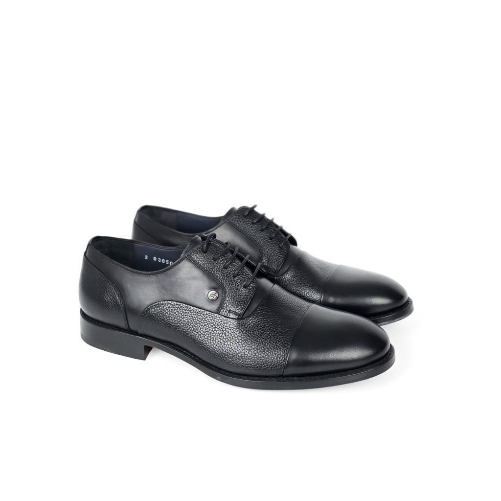 Dario Textured Cap-Toe Derby - Classic Black