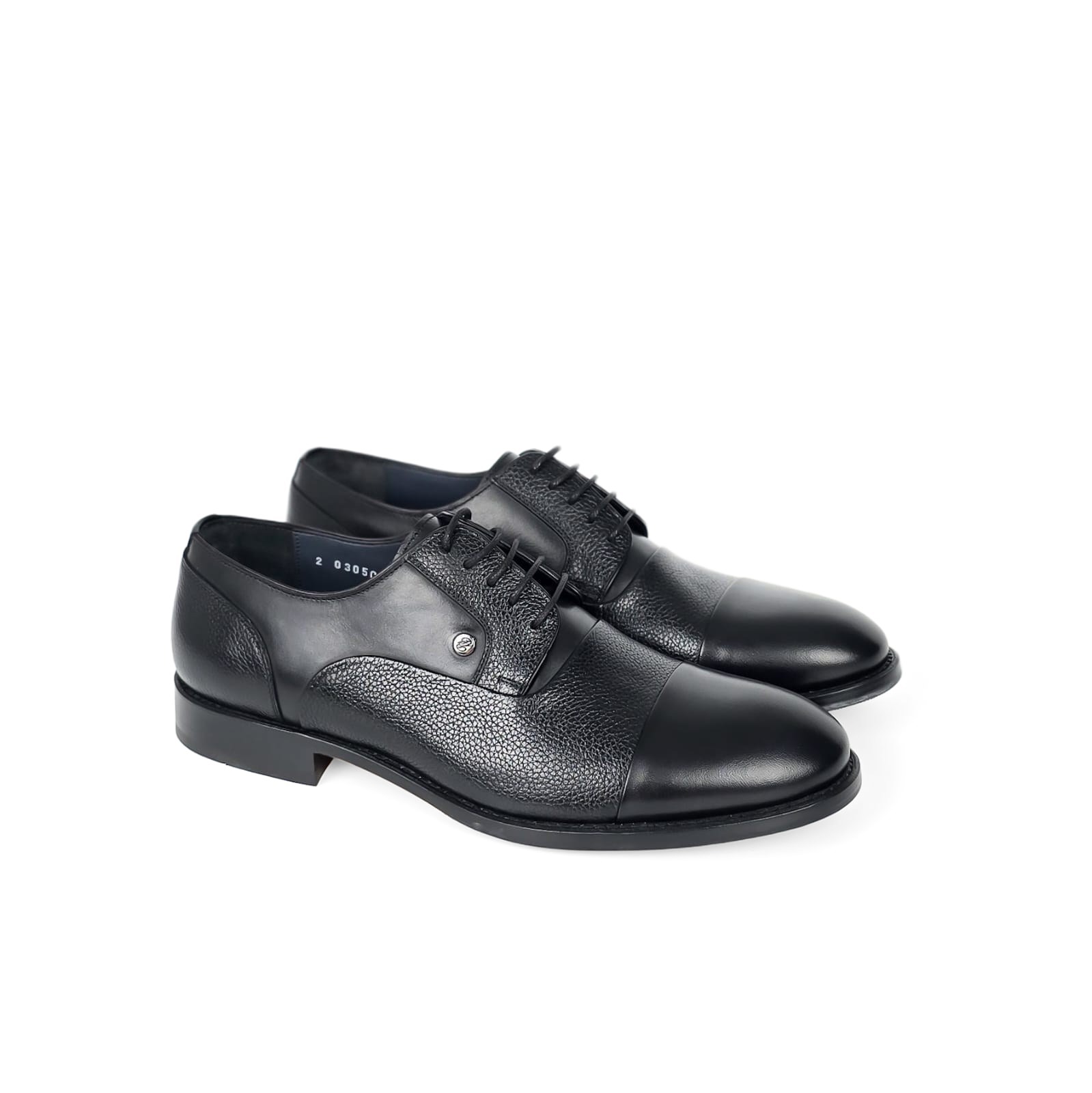 Dario Textured Cap-Toe Derby - Classic Black