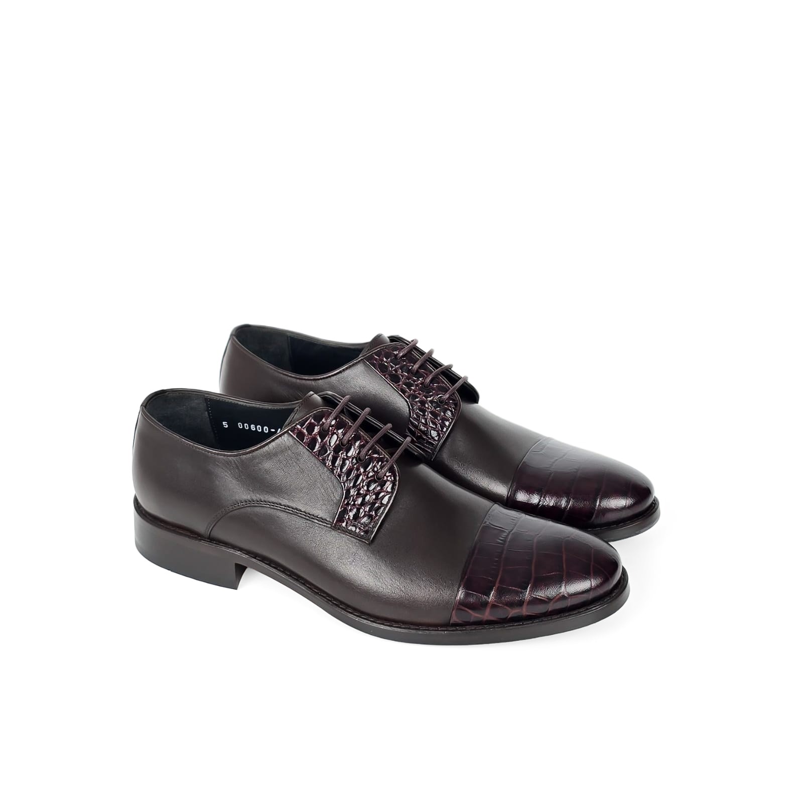 Vittorio Croc-Embossed Cap-Toe Derby - Burgundy Wine