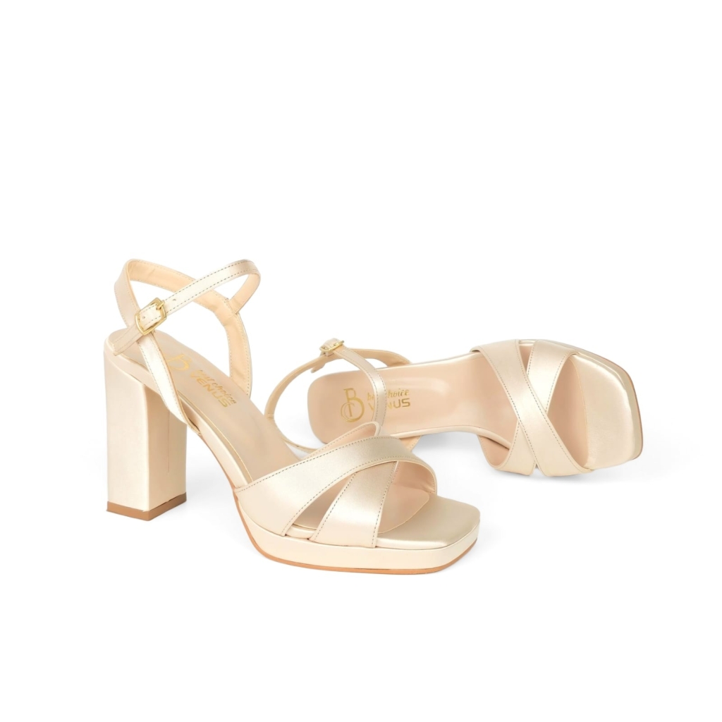 Clara Ankle Strap Block Heel Sandal - Ivory Cream - 10-11 cm