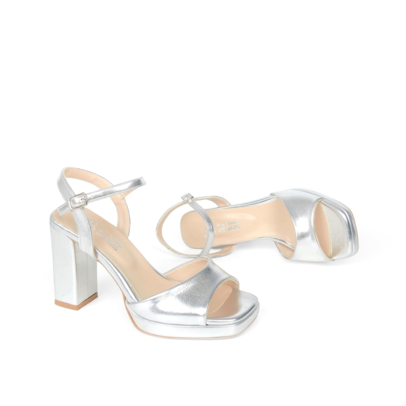 Iris Two Tone Block Heel Sandal - Ivory Cream - 10-11 cm