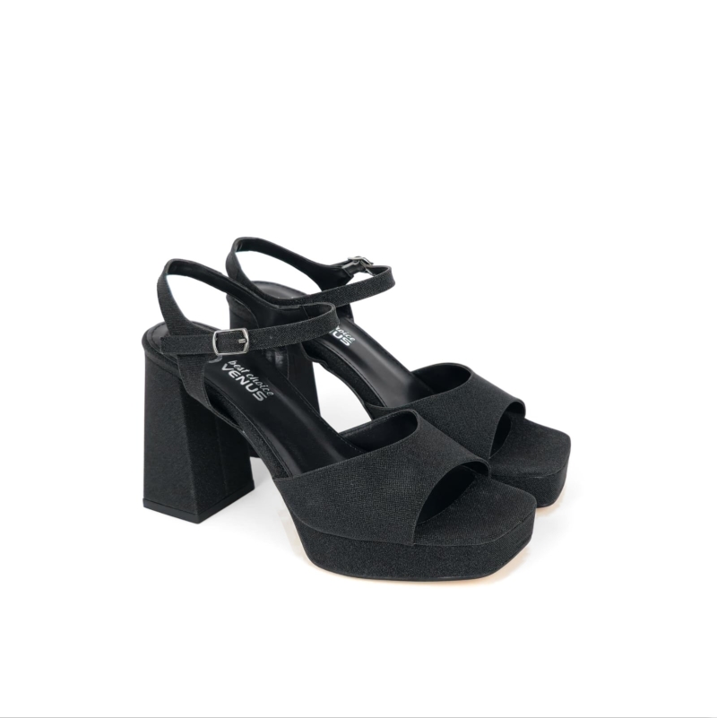 Aurélie Block Heel Platform Sandal — Onyx Black