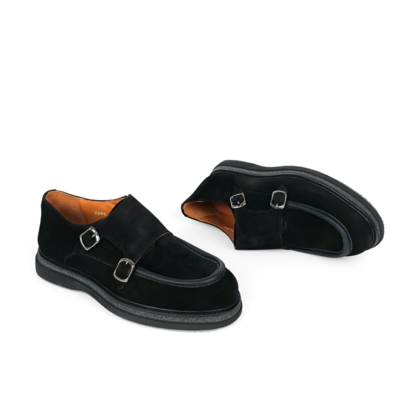 Marco Double Monk-Strap Shoe — Onyx Black