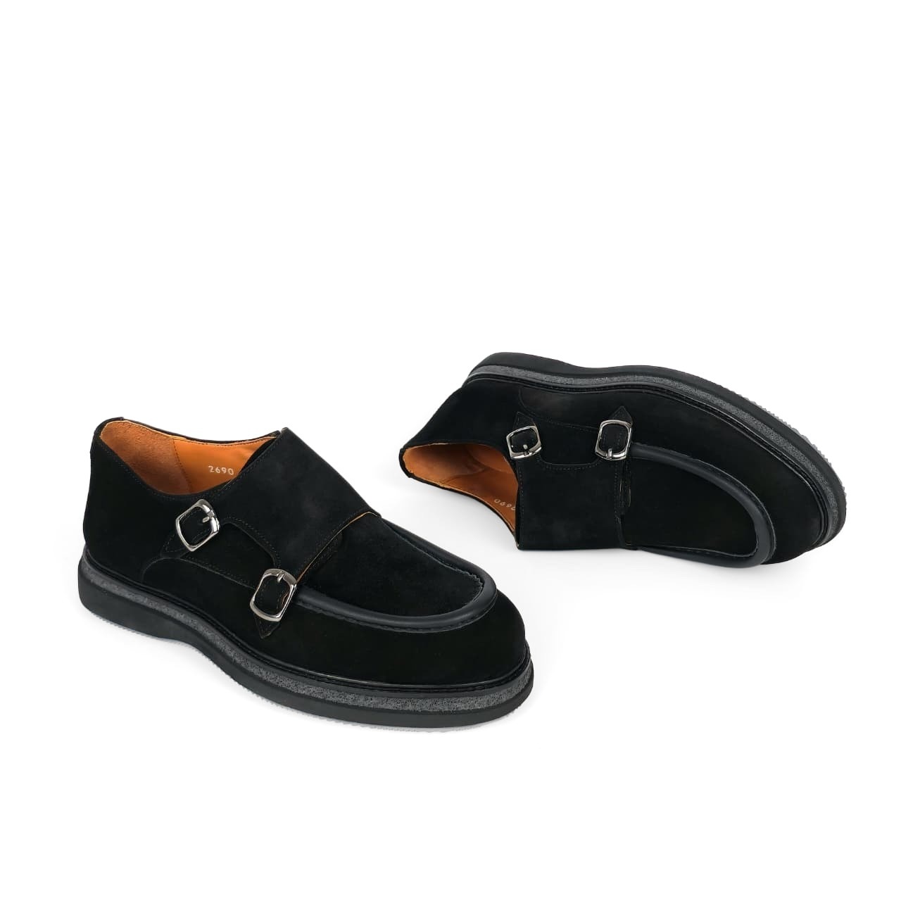 Marco Double Monk-Strap Shoe — Onyx Black
