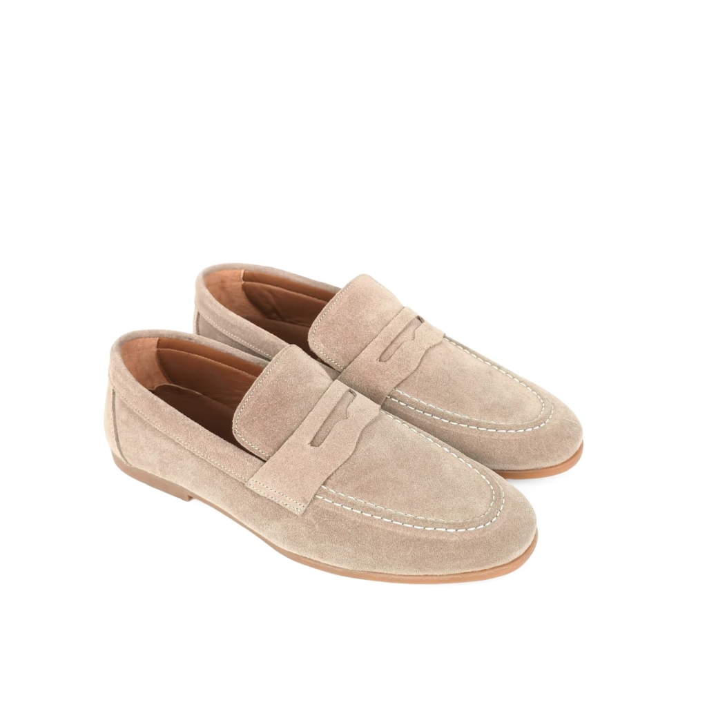 Santino Suede Penny Loafer — Sand